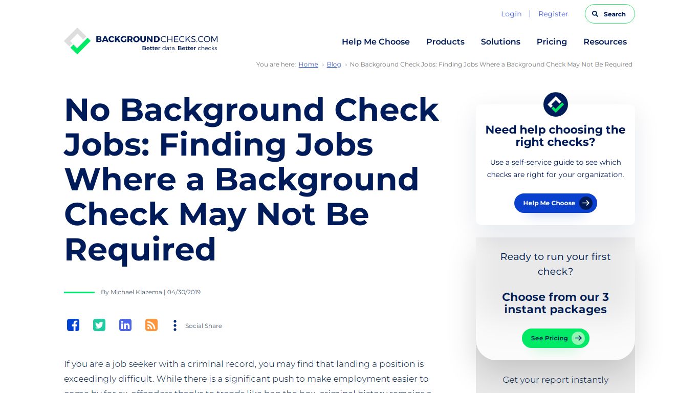 No Background Check Jobs: Finding Jobs Where a Background Check May Not ...